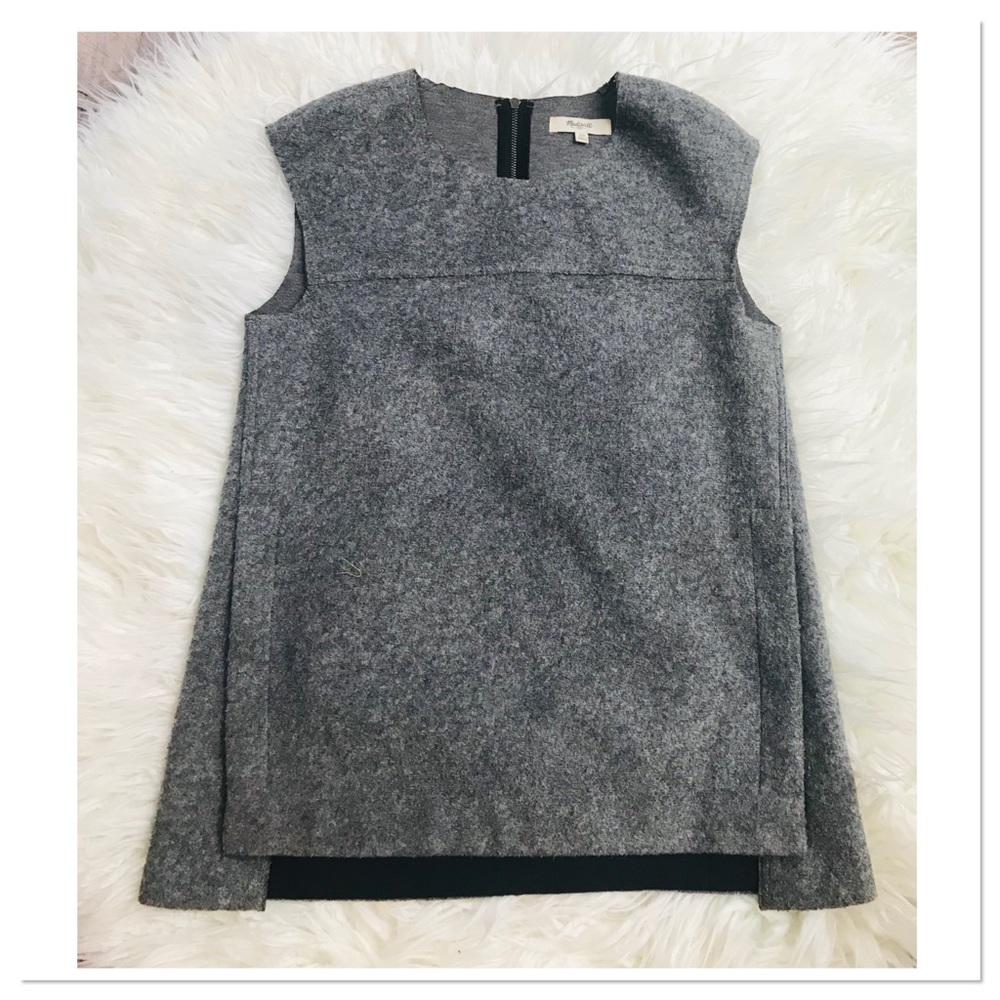 Madewell Side Zip Wool Tank A-line Top Style B5620 Gray Size Medium